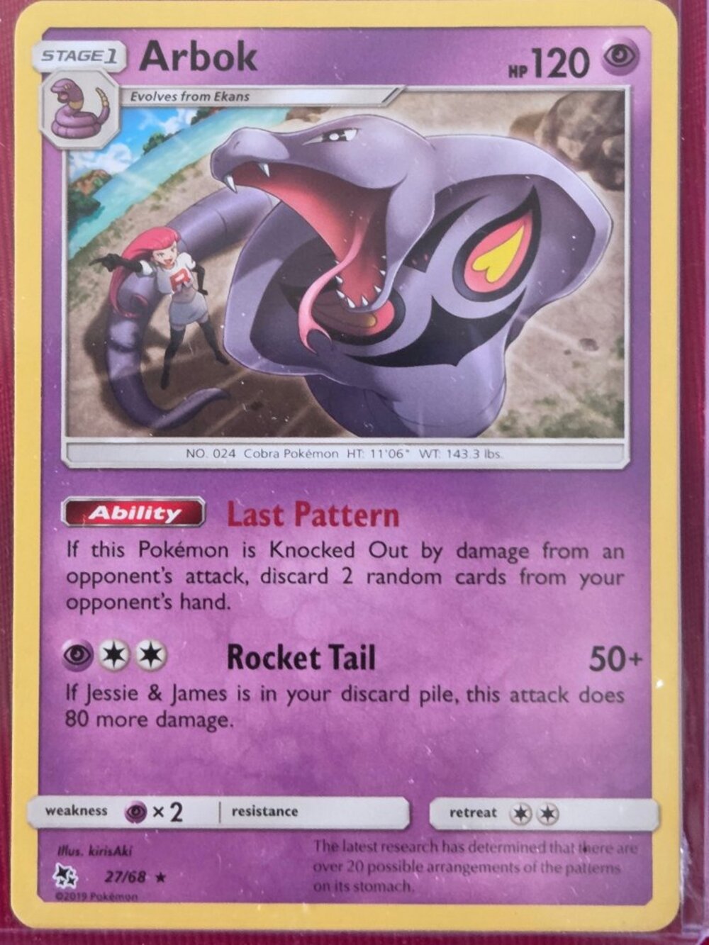 2019 POKEMON ARBOK CARD!!!